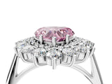 Platinum Fancy Pink Heart Cut Diamond Floral Double Halo Engagement Ring with Prong Setting_34