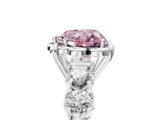 Platinum Fancy Pink Heart  Cut Diamond Floral Halo Engagement Ring with Shared Prong Setting 1