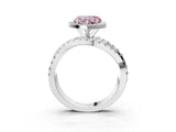 Platinum Fancy Pink Heart Cut Diamond Halo Ring with Round Split Shank and Prong Setting_15
