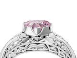 Platinum Fancy Pink Heart Cut Diamond Pave Art Deco Split Shank Ring with Four-Prong Setting_10