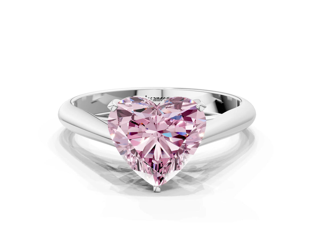 Platinum Fancy Pink Heart Cut Diamond Solitaire Engagement Ring with Cathedral Setting and Four-Prong Mount_18
