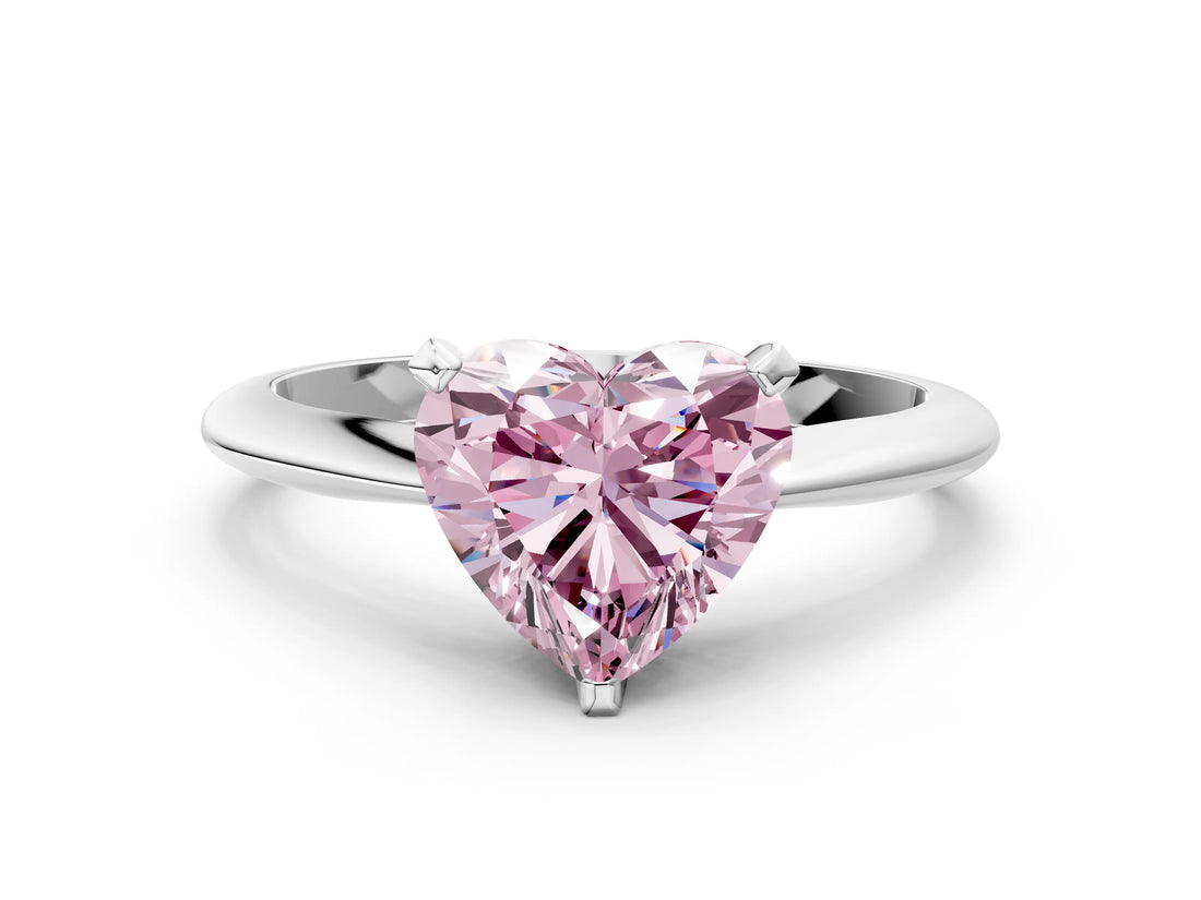 Platinum Fancy Pink Heart Cut Diamond Solitaire Engagement Ring with Classic Band and Four-Prong Setting_12