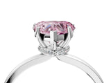 Platinum Fancy Pink Heart Cut Diamond Solitaire Ring with Classic Band and Four-Prong Setting_16