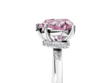 Platinum Fancy Pink Heart Cut Diamond Solitaire Ring with Classic Band and Four-Prong Setting_17
