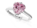 Platinum Fancy Pink Heart Cut Diamond Solitaire Ring with Flower Prong Setting and Classic Band_1