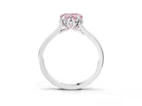 Platinum Fancy Pink Heart Cut Diamond Solitaire Ring with Flower Prong Setting and Classic Band_3