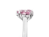 Platinum Fancy Pink Heart Cut Diamond Solitaire Ring with Flower Prong Setting and Classic Band_5