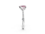 Platinum Fancy Pink Heart Cut Diamond Solitaire Ring with Pavé Band and Prong Setting_14
