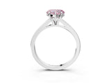 Platinum Fancy Pink Heart Cut Diamond Solitaire Ring with Pavé Band and Prong Setting_15