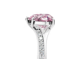 Platinum Fancy Pink Heart Cut Diamond Solitaire Ring with Pavé Band and Prong Setting_17