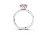 Platinum Fancy Pink Heart  Cut Diamond Solitaire with Pave Band and Four-Prong Setting 3