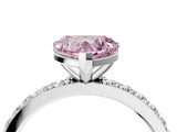 Platinum Fancy Pink Heart  Cut Diamond Solitaire with Pave Band and Four-Prong Setting 4
