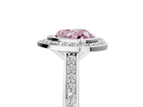 Platinum Fancy Pink Heart Cut Halo Bezel Diamond Pave Band Ring_11