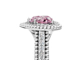 Platinum Fancy Pink Heart Cut Halo Diamond Ring with Beaded Split Shank and Four-Prong Setting_11