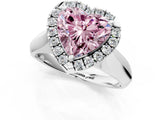 Platinum Fancy Pink Heart  Cut Halo Solitaire Engagement Ring with Square Band and Four-Prong Setting_27