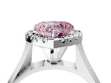 Platinum Fancy Pink Heart  Cut Halo Solitaire Engagement Ring with Square Band and Four-Prong Setting_30