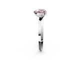 Platinum Fancy Pink Heart  Cut Solitaire Engagement Ring with Flat Band and Four-Prong Setting 2