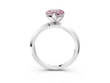 Platinum Fancy Pink Heart  Cut Solitaire Engagement Ring with Flat Band and Four-Prong Setting 3