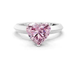 Platinum Fancy Pink Heart  Cut Solitaire Engagement Ring with Flat Band and Four-Prong Setting