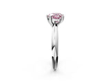 Platinum Fancy Pink Heart  Cut Solitaire Engagement Ring with Tapered Band and Four-Prong Setting 2