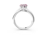 Platinum Fancy Pink Heart  Cut Solitaire Engagement Ring with Tapered Band and Four-Prong Setting 3