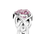 Platinum Fancy Pink Heart Cut Solitaire Intertwined Band Prong Setting Ring_11