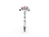Platinum Fancy Pink Heart  Halo Diamond Engagement Ring with Twisted Band and Four-Prong Setting 2