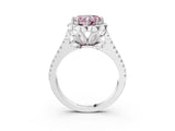 Platinum Fancy Pink Heart  Halo Diamond Floral Split Shank Engagement Ring 4