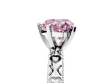 Platinum Fancy Pink Heart  Solitaire Diamond Engagement Ring with XO Engraved Band and Four-Prong Setting 10