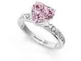Platinum Fancy Pink Heart  Solitaire Diamond Engagement Ring with XO Engraved Band and Four-Prong Setting 3