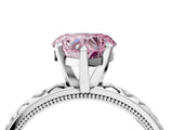 Platinum Fancy Pink Heart  Solitaire Diamond Engagement Ring with XO Engraved Band and Four-Prong Setting 8