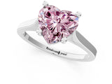 Platinum Fancy Pink Heart  Solitaire Diamond Ring with Four-Prong Setting and Tapered Band 1