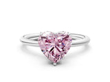Platinum Fancy Pink Heart  Solitaire Diamond Ring with a Classic Band and Four-Prong Setting 1