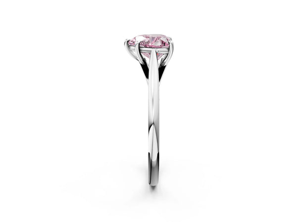 Platinum Fancy Pink Heart  Solitaire Engagement Ring with Four-Prong Setting and Classic Band