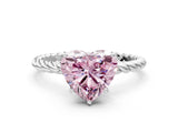 Platinum Fancy Pink Heart  Solitaire Twist Band Ring with Four-Prong Setting_1