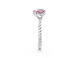 Platinum Fancy Pink Heart  Solitaire Twist Band Ring with Four-Prong Setting_3