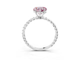 Platinum Fancy Pink Heart  Solitaire Twist Band Ring with Four-Prong Setting_4