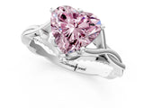 Platinum Fancy Pink Heart  Solitaire Twist Band Six-Prong Setting 2
