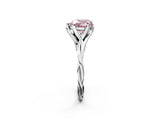 Platinum Fancy Pink Heart  Solitaire Twist Band Six-Prong Setting 3