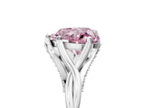 Platinum Fancy Pink Heart  Solitaire Twist Band Six-Prong Setting