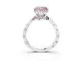 Platinum Fancy Pink Heart  Solitaire Twist Band with Leaf Prong Setting 4