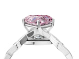 Platinum Fancy Pink Heart  Solitaire Twist Band with Leaf Prong Setting 5