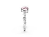 Platinum Fancy Pink Heart  Solitaire Twisted Pave Diamond Ring with Four-Prong Setting_3