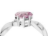 Platinum Fancy Pink Heart  Solitaire Twisted Pave Diamond Ring with Four-Prong Setting_5