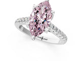 Platinum Fancy Pink Marquise  Brilliant Diamond Solitaire with Pavé Band and Four-Prong Setting 2