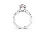Platinum Fancy Pink Marquise  Brilliant Diamond Solitaire with Pavé Band and Four-Prong Setting 4