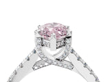 Platinum Fancy Pink Marquise  Brilliant Diamond Solitaire with Pavé Band and Four-Prong Setting 5