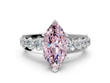 Platinum Fancy Pink Marquise  Brilliant Solitaire with Side Stones on a Pave Band and Four-Prong Setting_12