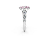 Platinum Fancy Pink Marquise Cut Brilliant Diamond Pavé Band with Six-Prong Setting_26