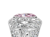 Platinum Fancy Pink Marquise Cut Brilliant Halo Pave Diamond Milgrain Ring_11
